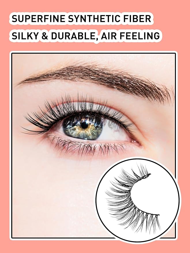 Wispy Cat Eye Lashes False Eyelashes Natural 10mm Short Lash Pack Soft Strip Eyelash 3D Volume C Curl Natural Eyelashes 7 Pair Siligli Lashes