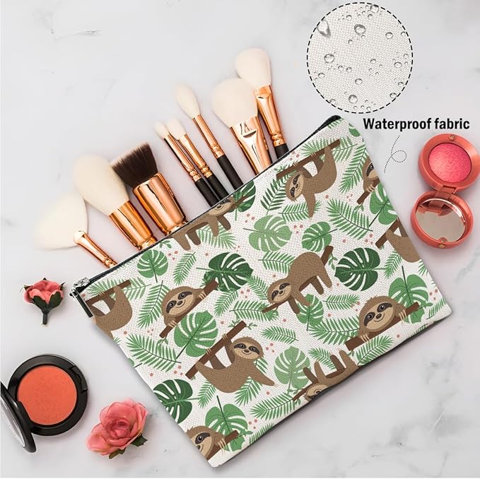 Sloth Gifts 2 Pcs Makeup Bag, Sloth Stuff Cosmetic Bag Travel Pouch, Sloths Lovers Gifts for Women Girls Daughter Sisters Coworker Best Friend Friendship Graduation Birthday