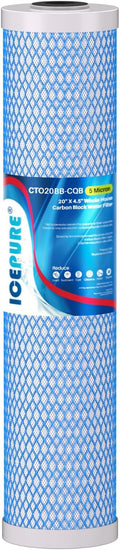 ICEPURE 5 Micron 20" x 4.5" Whole House Upgraded Activated Carbon Water Filter by ICEPURE