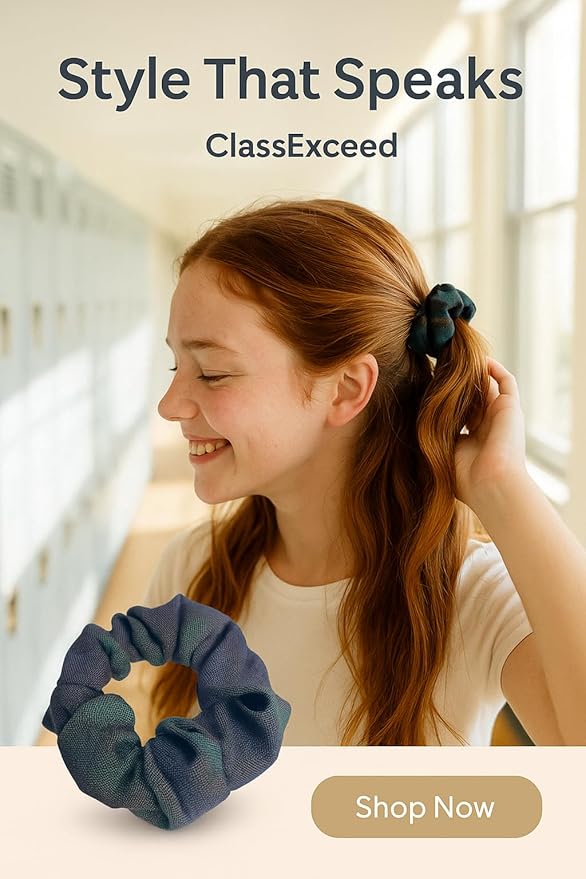Plaid scrunchie, ClassExceed school uniform plaid, Back to school, handmade school uniform hair accessories (Hunter Navy Plaid79)