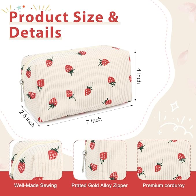 SOIDRAM Makeup Bag Preppy Cosmetic Bag Bulk Makeup Pouch Personalize Travel Toiletry Bag Organizer Cute DIY Makeup Brushes Storage Bag for Women