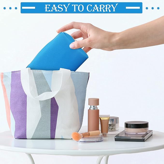Sanwuta 9 Pcs Makeup Bags Bulk PU Double Zippers Cosmetic Bag Makeup Toiletry Christmas Small Pouch Portable Travel Organizers Case for Women Bridesmaid Party End of The Year(Blue)