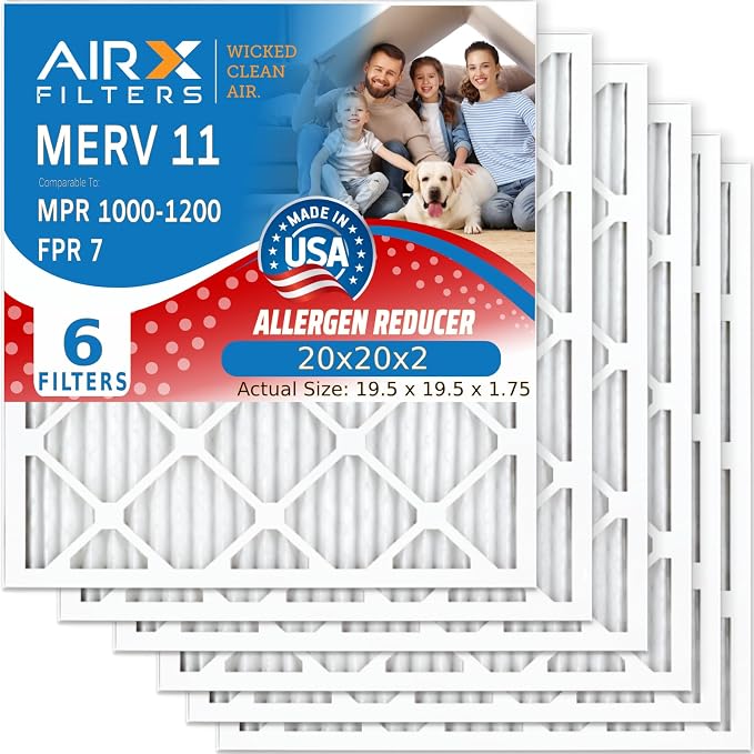 AIRX FILTERS WICKED CLEAN AIR. 20x20x2 Air Filter MERV 11 Electrostatic Pleated by AIRXFILTERSWICKEDCLEANAIR