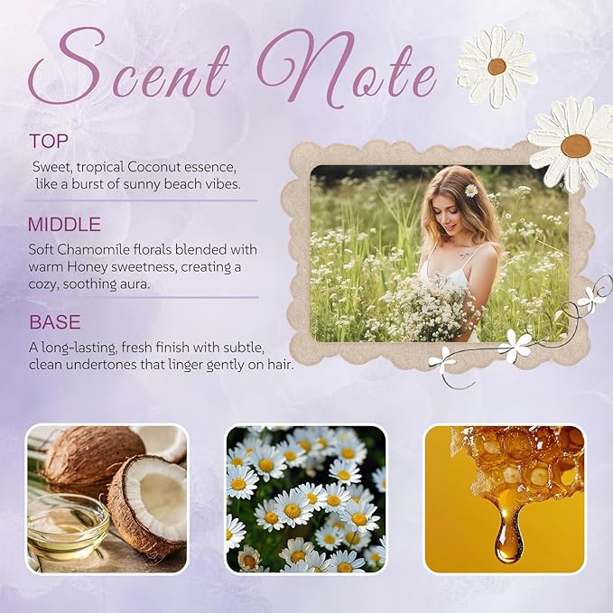 Hair Perfume for Women Long Lasting, Hydrating & Nourishing Hair Body Mist Spray Fragrance Essential Oil Odors Remove, Honey Infused Chamomile Pheromone Perfume Hair Fragrance, Alcohol Free 50ML