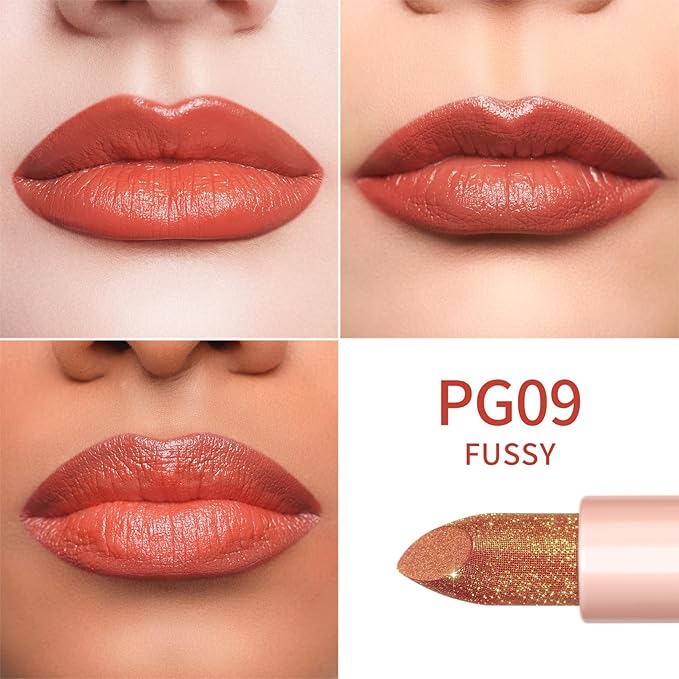 Oulac Infinity Moisture Shine Lipstick - High Shine Shimmery Finish, Super Creamy Texture, Medium to High Coverage - Gluten Free, PG09 Fussy