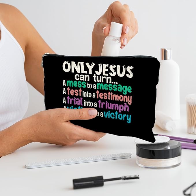 Christian Makeup Bag - Christian Gifts for Women, Only Jesus Can Turn Makeup Bag Cosmetic Bag, Religious Gifts
