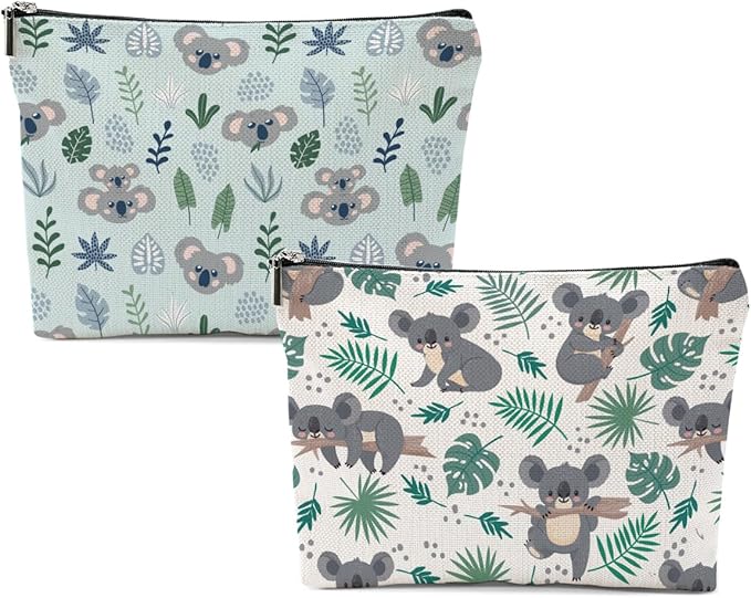 2 PCs Koala Gifts, Cute Koalas Makeup Bag, Koala Stuff Cosmetic Bag Travel Pouch, Animal Lovers Gifts for Women Girls Daughter Best Friend Sisters Niece Friendship Graduation Birthday