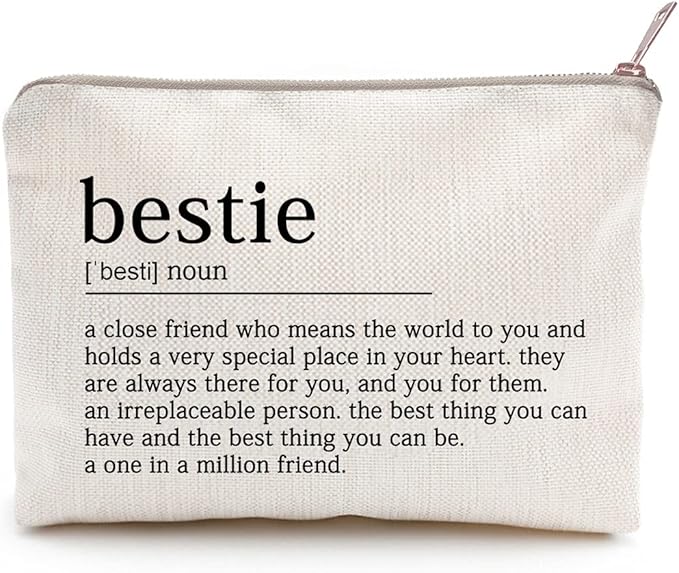 Bestie Makeup Case Best Friend Cosmetic Bag for Her for Sister Birthday Toiletry Bag Gift Motivation Quotes Sister Gift Bestie College Roommate Gfit (Bestie)