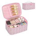 OCHEAL Makeup Bag for Women - Travel Cosmetic Organizer with Brush Slot & Divider, Large Capacity Toiletry Bag for Girls, Travel Makeup Case for everyday Make up Accessories -Pink Floral