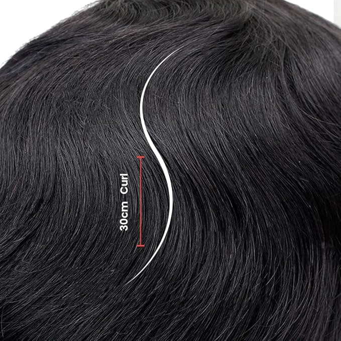 Lordhair Toupee for Men European human hair Full French Lace Hairpieces，Base Size 8x10 inch Hair Replacement System for Men Natural Hairline Human Hair Wig #1A Black