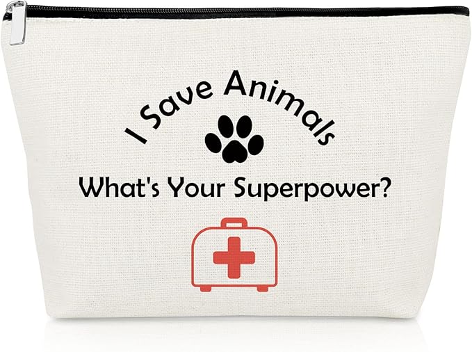 Vet Tech Appreciation Gifts Veterinarian Makeup Bag Thank You Gift for Rescuing Animal Veterinary Medicine Veterinarian Coworker Friend Cosmetic Bag Graduation Present for Animal Doctor Travel Pouch