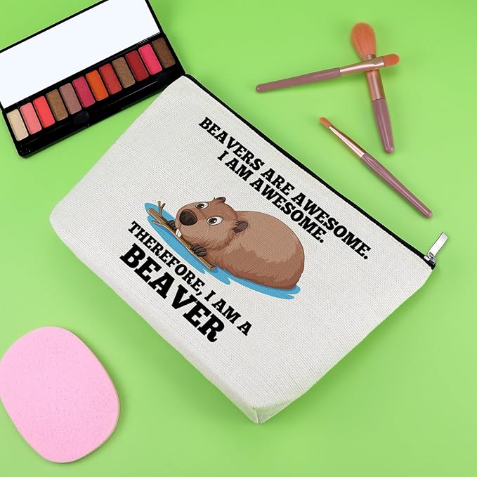 Beaver Gifts for Women Makeup Bag for Beaver Lovers Inspirational Gifts for Best Friend Cosmetic Bag Christmas Birthday Presents for Animal Lover Daughter Sister Coworker Travel Cosmetic Pouch