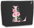 A-Z Personalized Cosmetic Bag Monogrammed Makeup Bags Bridesmaid Gifts Custom Toiletry Pouch Gifts for Women Mom Best Friend Sister Bride Bridesmaid (L)