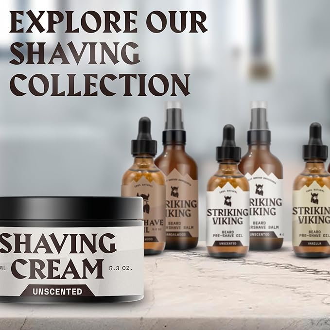 Striking Viking Men's Shaving Cream - 5.3 oz, Unscented - Sensitive Skin & Travel Shave Cream