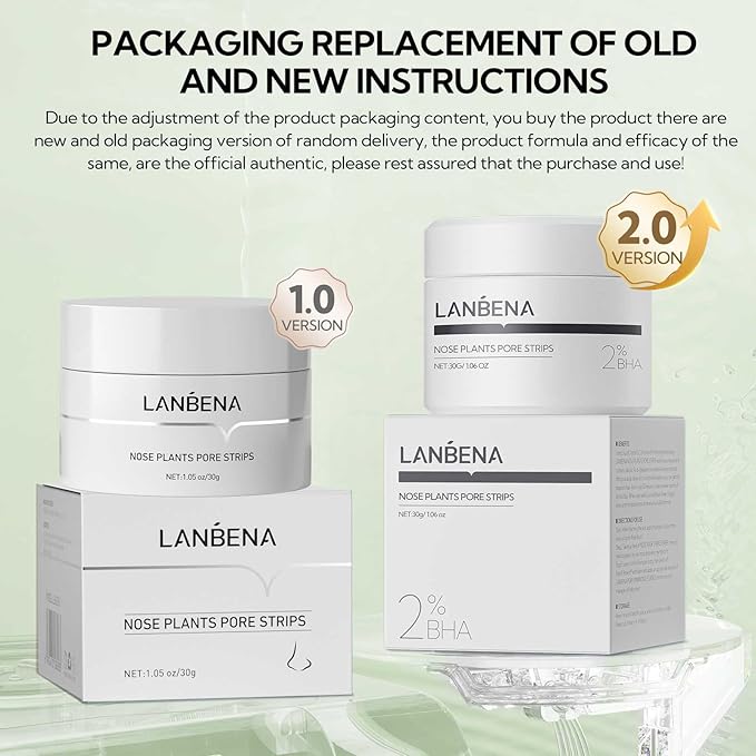 LANBENA Blackhead Remover, Nose Pore Strips for Blackheads, Black Head Remover Mask for Face, Puntos Negros, 30g+60pcs paper