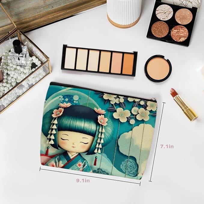 Japanese-style Doll Makeup Bag, Large Capacity Travel Makeup Case Cosmetic Bags for Women, Portable Pouch Purse Travel Essentials Toiletries Accessories, Christmas Birthday Gifts for Women