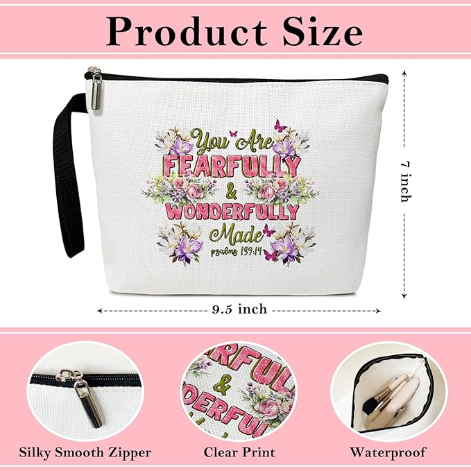 Christian Cosmetic Bag for Women Accessories Organizer, Religious Gifts Bible Verses Gifts for Women Coworker, Travel Essentials Purse Toiletry Pouch Cosmetic Bag with Zipper -34
