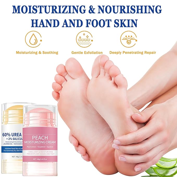 2PCS 60% Urea Cream plus 2% Salicylic Acid Foot Cream, Hydrating and Anti-Cracking Foot Cream, Maximum Strength Urea Foot cream Exfoliates Dead SkinRepairs and Hydrates Dry and Cracked Feet and Hand