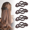 4 Pack Vintage French Barrette Hair Clips, 2025 New Hair Accessories for Women, Strong Hold No Slip Styling (Brown)