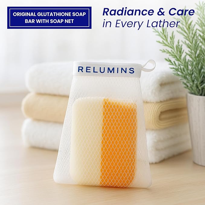 Relumins Glutathione Soap Bars - Holidays Deep Cleansing & Hydrating Soap for Smooth, Refreshed Skin - Gentle Exfoliating Formula for Face & Body - 150g w/Net