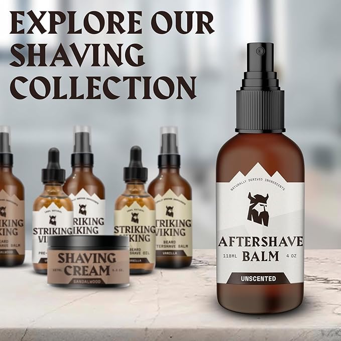 Striking Viking Aftershave Balm - 4 fl oz, Pack of 1, Fragrance-Free - Gentle Soothing & Unscented Aftershave for Men - All-Day Comfort & Shaving Balm Unscented