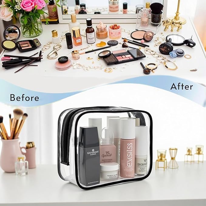 16 Packs Clear Makeup Bag - Waterproof Cosmetic Bag, Portable Travel Makeup Bag with Zipper for Men and Women