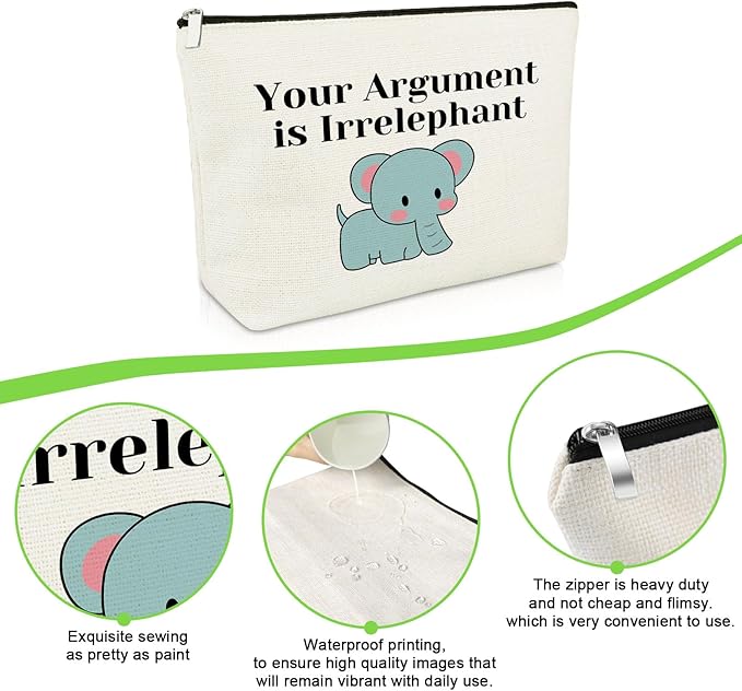 Elephant Gifts Elephant Lover Gifts Makeup Bag Elephant Themed Gifts for Women Elephant Inspirational Gifts Thank You Gift for Elephant Breeder Friend Animal Lover Birthday Gifts Cosmetic Pouch