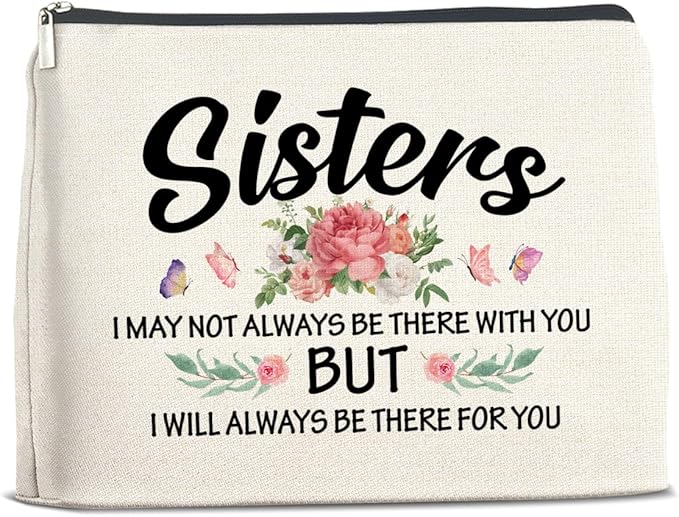 Sisters Gifts Makeup Bag, Gifts for Bestie Best Friend Sister Christmas Birthday, Sisters Cosmetic Bag Zipper Makeup Pouch