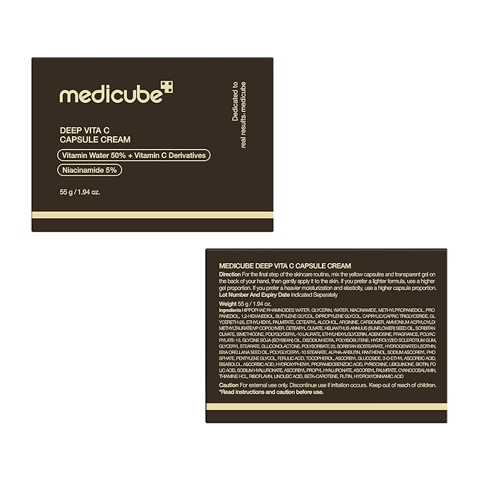 medicube Deep Vitamin C Golden Capsule Face Moisturizer - Liposome Capsules For Wrinkles, Skin Radiance - Transparent Gel for Glow Hydration - Korean Skin Care 1.94 oz