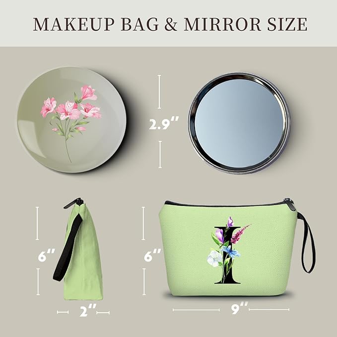 Birthday Inspirational Bridesmaid Proposal Team Small Gifts for Women Mom Aunt Teacher Sister Coworkers Makeup Cosmetic Bag Travel with Mirror Mothers Day Christmas Graduation I
