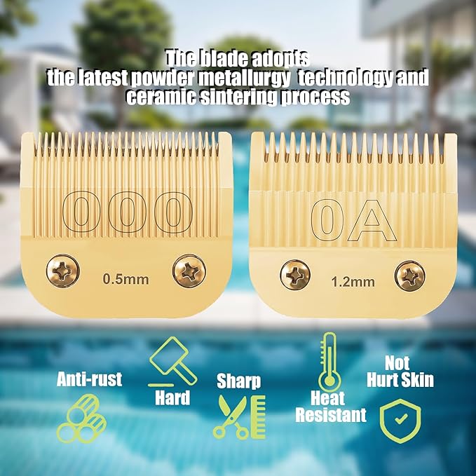 Professional Detachable Replacement Blades Set,Cut Length,Compatible with Andis AGC,BDC,BGC,MBG Series/Oster Classic 76/Star-Teq/Power-Teq/A5 Clipper (7PACK) Golden