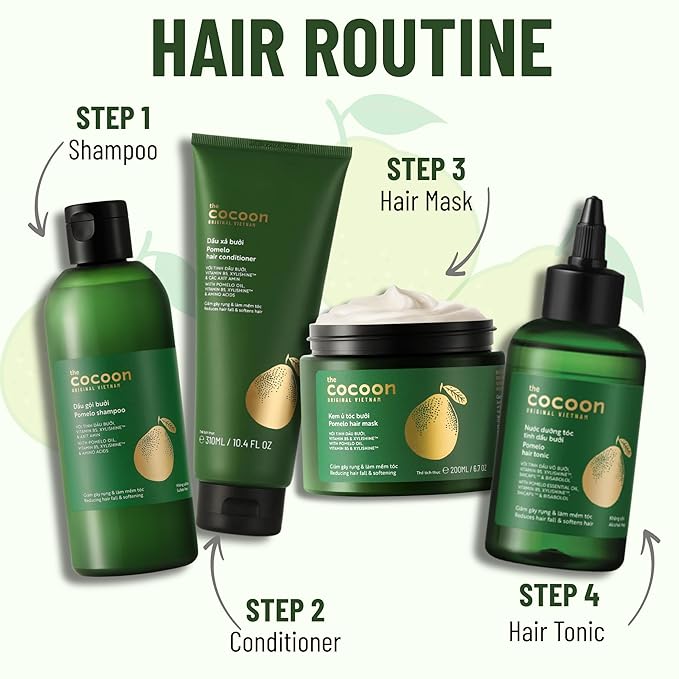 Cocoon Pomelo Shampoo & Conditioner Bundle - Anti Hair Loss, Natural, Sulfate free | For Thinning, Damaged, Color Treated Hair | Reduce Fall & Soften Strands (10.5 fl oz each)