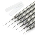 MYR 6Pcs Nail Art Liner Brushes and 2Pcs Nano Nail Files, Metal Nail Art Brushes, Nail Art Pens, Nail Art Tools, suitable for Long Lines, Thin Details, Fine Drawing Sizes 6/9/12/15/18/25mm