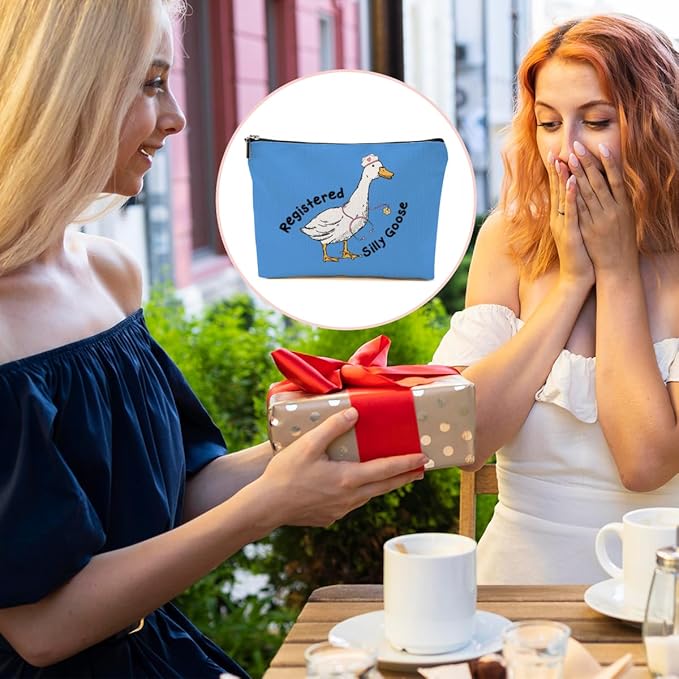 Nurse Practitioner Gifts Makeup Bag, Nurse Accessories Funny Goose Cosmetic Bag, Travel Organizer Zipper Pouch Thank You Nurses Week Gifts for Women Registered Nurses Coworker, Blue
