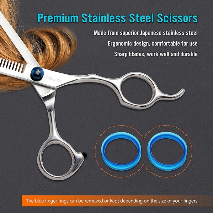 Stainless Steel Hair Cutting Scissors Thinning Shears 6.5 Inch Professional Salon Barber Haircut Scissors Family Use for Man Woman Adults Kids