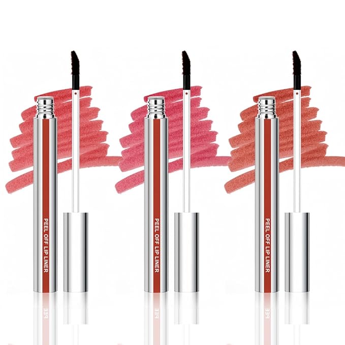 Peel Off Lip Liner Stain Set, 3 Colors Long Lasting Matte Lip Tattoo, Highly Pigmented Color Lip Makeup, Waterproof, Transfer-proof Lipstain for Women