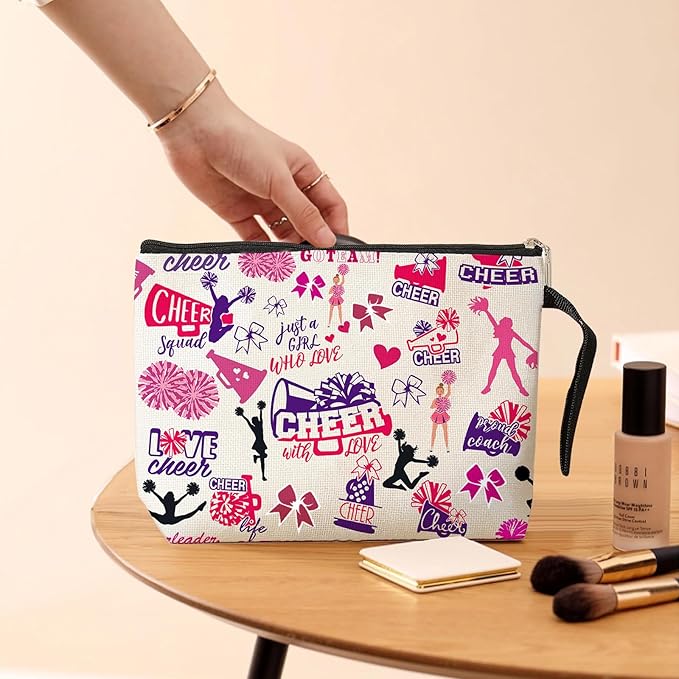 Cheerleading Gifts Cosmetic Bag Cheer Makeup Bag Cheer Stuff Cheerleading accessories for Girls Cheerleader Gift Cheerleader sister gifts Birthday Gifts for Teens Girls Girlfriend