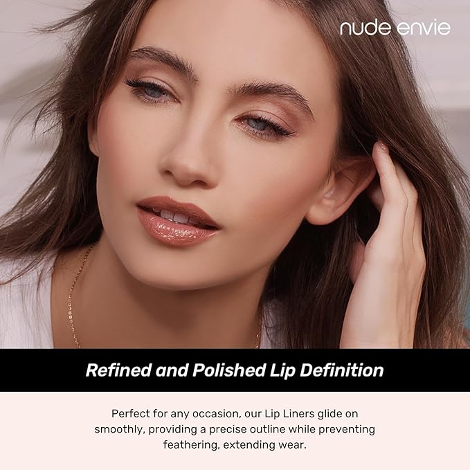 nude envie - Lip Liner - Smooth, Precise & Easy Application - Pigmented, Long-Lasting Lip Pencil - Add Definition - Prevents Feathering - Sharpenable - Vegan, Paraben-Free & Cruelty-Free - Spicy