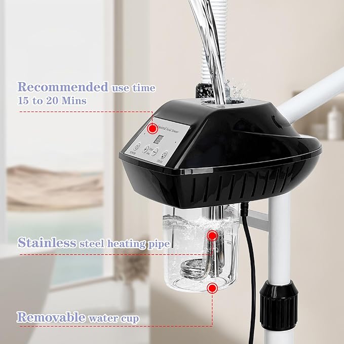 Facial Steamer Professional, 2 in 1 Facial Steamer with 5X Magnifying Lamp, Ozone Face Steamer, Suitable for Home or Beauty Spa Use