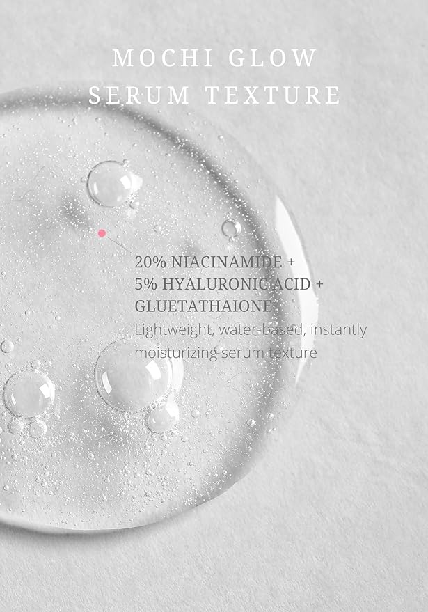 NOTHING FITS BUT Mochi Glow 20% Niacinamide Serum for Face, Pore Tightening & Brightening Skin Serum with Hyaluronic Acid & Glutathione for Dark Spots & Fine Lines, Korean Skincare (50ml/1.7fl.oz.)
