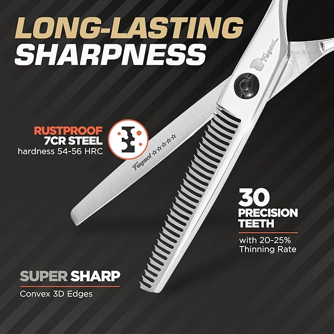 Fagaci Professional Thinning Shears & Hair Clippers for Barbers with Precise Cutting, Turbo Cordless Hair Clippers for Men Professional, Thinning Scissors, Hair Shears, Barber Scissors
