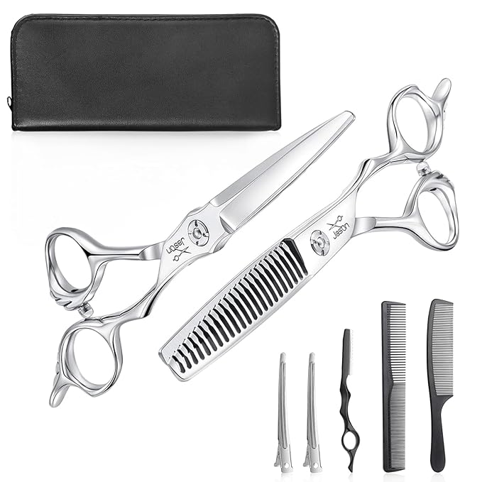 JASON 6" Hair Scissors Set - Hair Shears with Ultimate Sharp Sword Blade, Professional Haircut Scissor Hair Trimming Shear for Barber, Hairdresser, Stylist, Japanese 440C Stainless Steel Gift