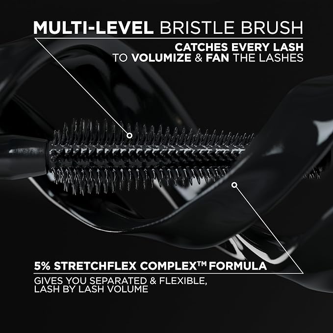 L'Oreal Paris Voluminous Panorama Mascara, Volumizing and Lengthening Mascara, Washable Longwear and Smudge Resistant Make Up, Black, 0.33 Fl Oz