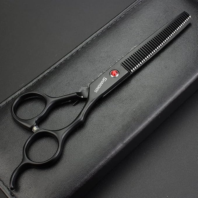SHARONDS 6/7 Inch Professional 440C Hair Cutting Scissor Salon Hairdressing Thinning Shears Perfect for Barber and Home Use (7 in tooth)