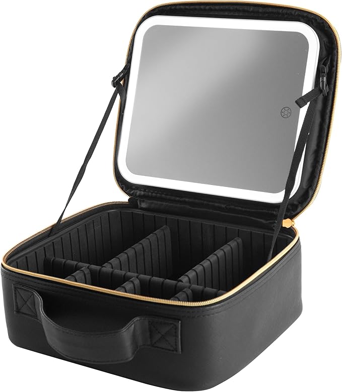 iHome Travel Makeup Bag with LED Mirror, Makeup Organizer with Lighted Mirror, Ideal Travel Essentials for Women (iCVS20)