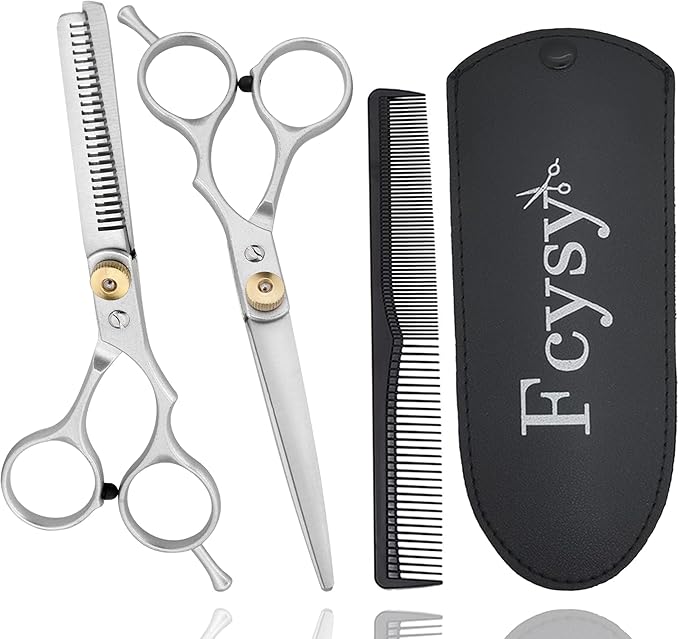 Hair Scissors Hair Cutting Shears Set, Fcysy Haircut Thinning Shears Kit, Salon Barber Haircutting Scissors Hairdresser Blending Shears Hair Trimming Tools for Men Women Dog