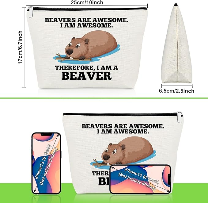 Beaver Gifts for Women Makeup Bag for Beaver Lovers Inspirational Gifts for Best Friend Cosmetic Bag Christmas Birthday Presents for Animal Lover Daughter Sister Coworker Travel Cosmetic Pouch