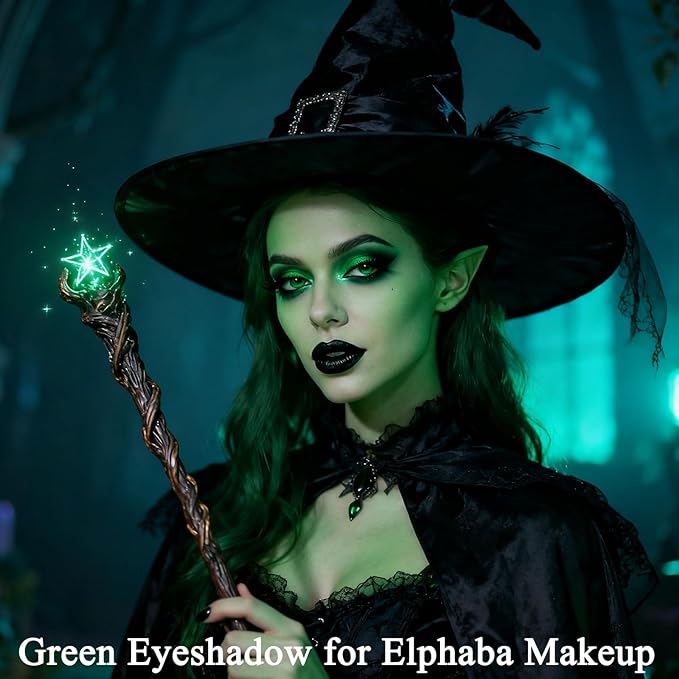 MEICOLY 9 Colors Glitter Matte Green Eyeshadow Palette,Christmas Stocking Stuffers for Women,Green Eye Shadow for Christmas Wicked Witch Elphaba Makeup, Shimmer Matte Eye Makeup Eyelid Color
