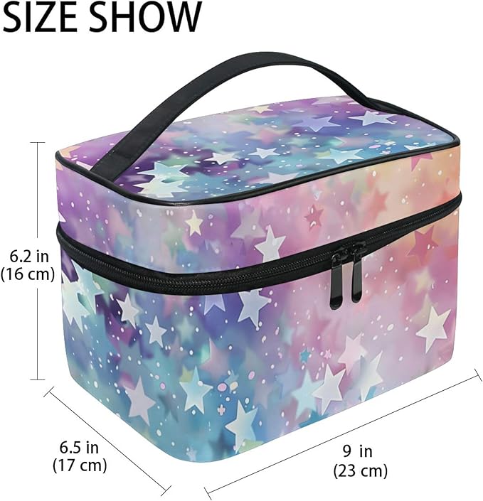 MNSRUU Makeup Bags, Starry Sky Makeup Organizer Bags Toiletry Bag Box Travel Cosmetic Bag Make Up Train Case for Women Teen Girl Ladies