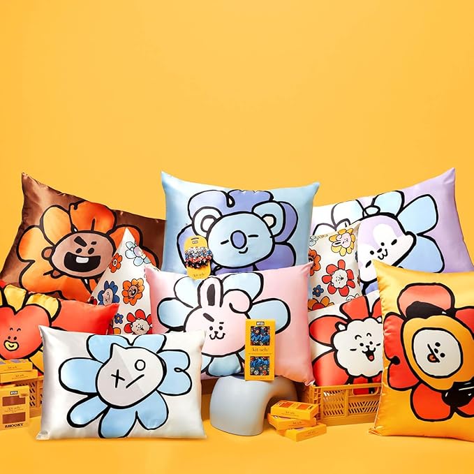 Kitsch x BT21 (Koya) Satin Pillowcase with Zipper for Hair & Skin - Softer Than Silk Pillow Cases, Smooth Cooling Pillow Cover, Wrinkle-Free, Machine Washable, Queen/Standard (19x26)